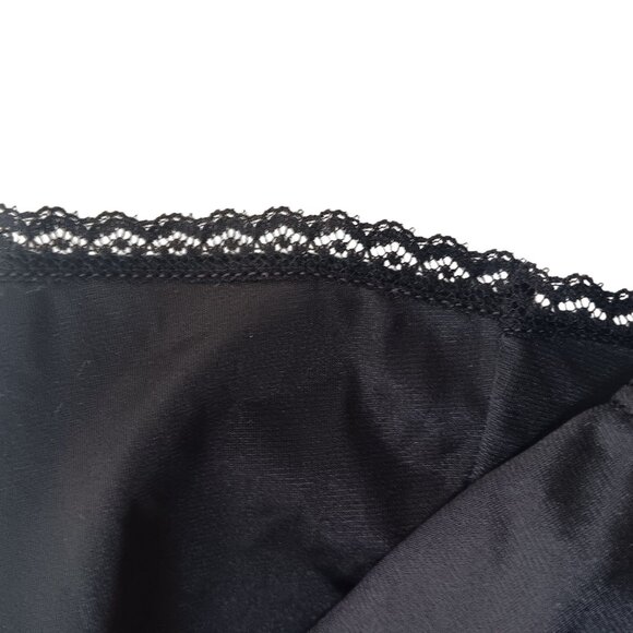 Vanity Fair Black Nylon Full Slip Skirt Large 34" Lace Trim Vintage 80's Glam - Picture 5 of 5